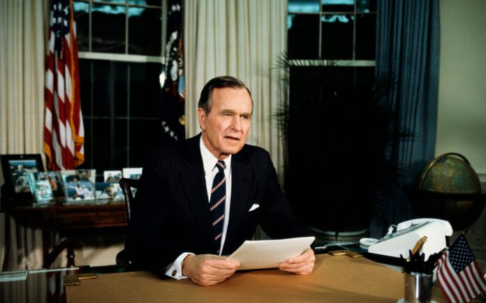 lifetime-of-president-george-hw.-bush,-in-footage